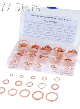 150PCS Copper Washer Gasket Nut and Bolt Set Flat Ring Seal