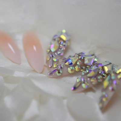 Fake Nails Designer Extra Long Ombre  Jewelry Pre-designed