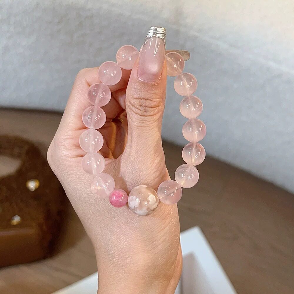 粉水晶手链女款手工DIY原创设计小众高级感礼物天然水晶玛瑙手串