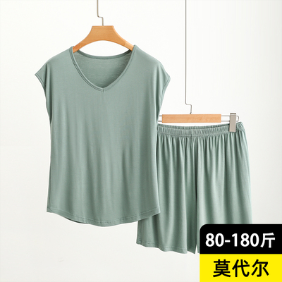 莫代尔V领无袖睡衣家居服套装