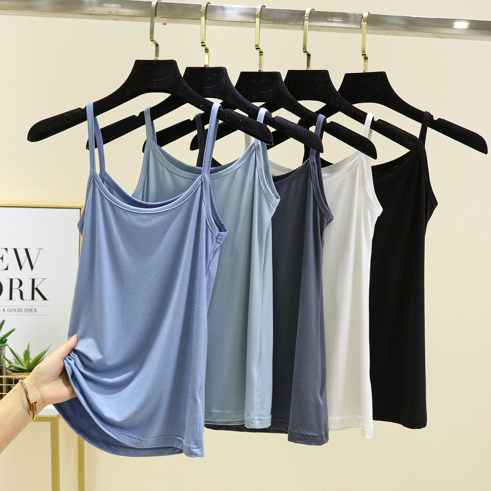 莫代尔短款打底衫女夏季百搭吊带