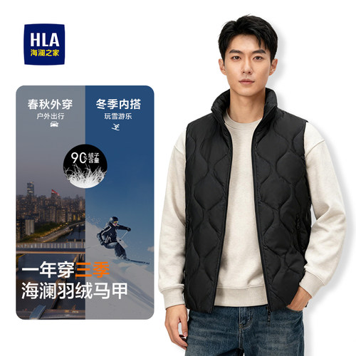 HLA/海澜之黑色羽绒马甲男