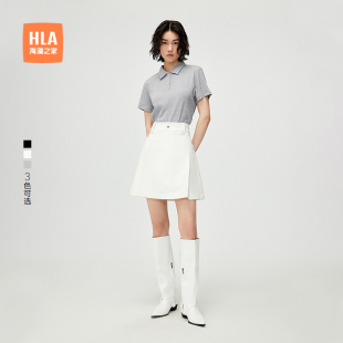 海澜之家翻领短袖 25春夏新款 HLA POLO衫 修身 坑条针织休闲上衣女装