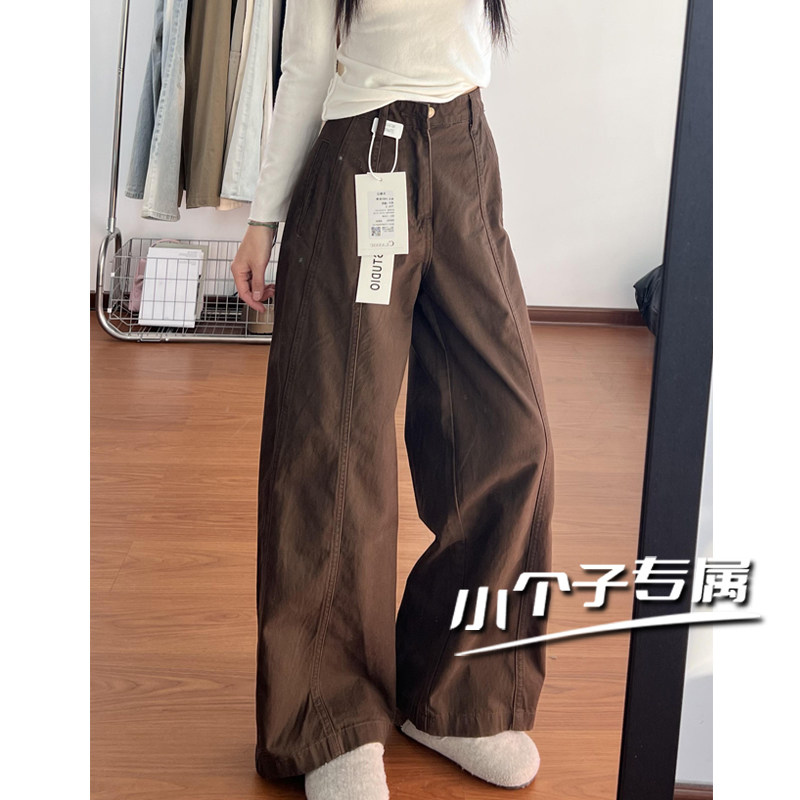 美拉德棕咖色休闲牛仔裤女小个子