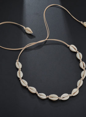 欧美时尚跨境饰品 夏威夷风个性休闲项饰编织贝壳短款锁骨项链