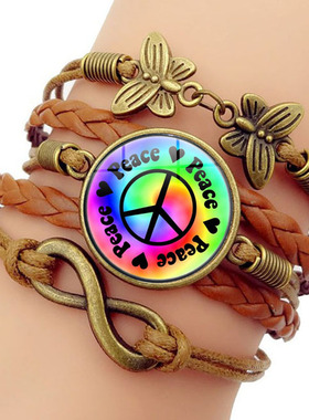 炫彩和平标志时光宝石手链