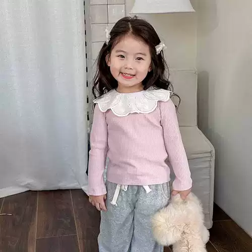 Осенняя базовая приятная телу кукла для девочек, демисезонный детский однотонный лонгслив, кукольный воротник, детская одежда