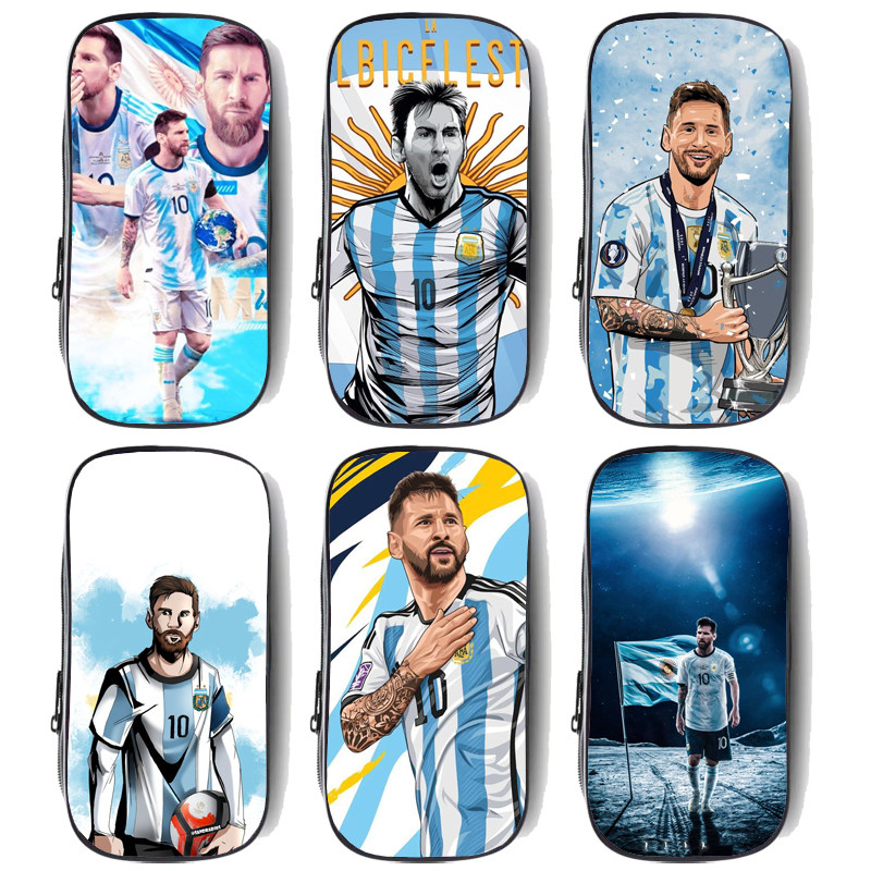 足球阿根廷国家队messi梅西10号球衣初中小学生文具盒幼儿园笔袋