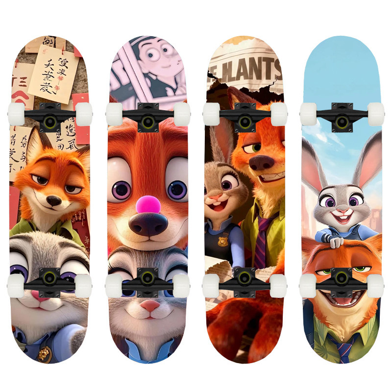 Zootopia疯狂动物城朱迪尼克成年人儿童小学生男孩四轮刷街滑板车