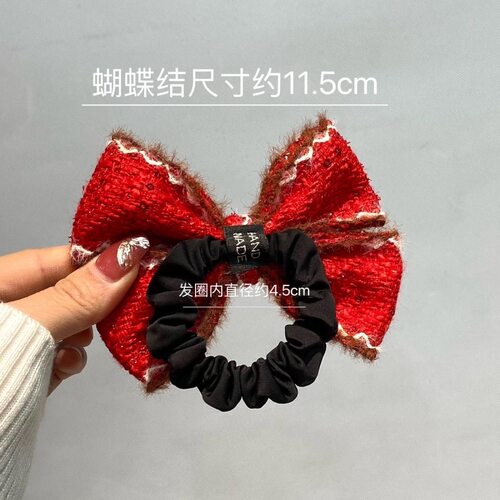 儿童蝴蝶结红色发绳小女孩日常扎头发头圈宝宝氛围感百搭头饰皮筋