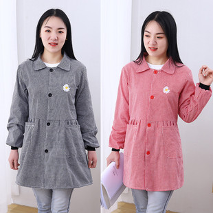 小个子围衣 上班外穿工作服新款 长袖 罩衣家用厨房做饭围裙女时尚