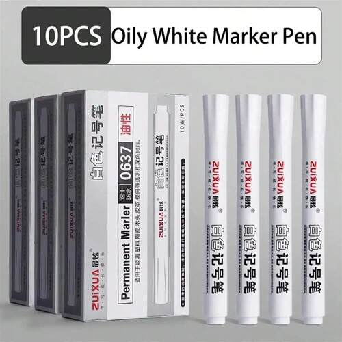 White Marker Pen Set Waterproof Permanent Paint Pens DIY Gra