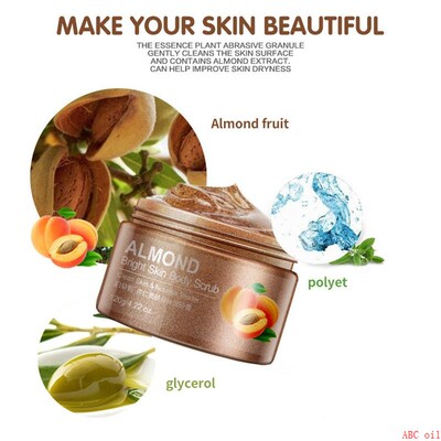 Almond face Body Scrub Exfoliating Gel Whitening杏仁磨砂膏女