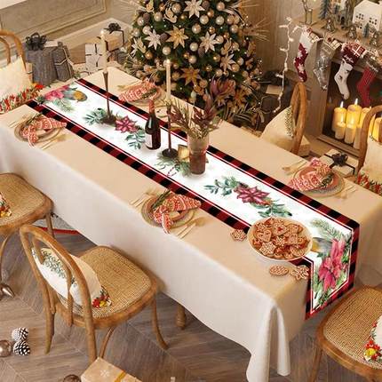Christmas Table Runner Print Winter Snowflake Tablecloth Hol