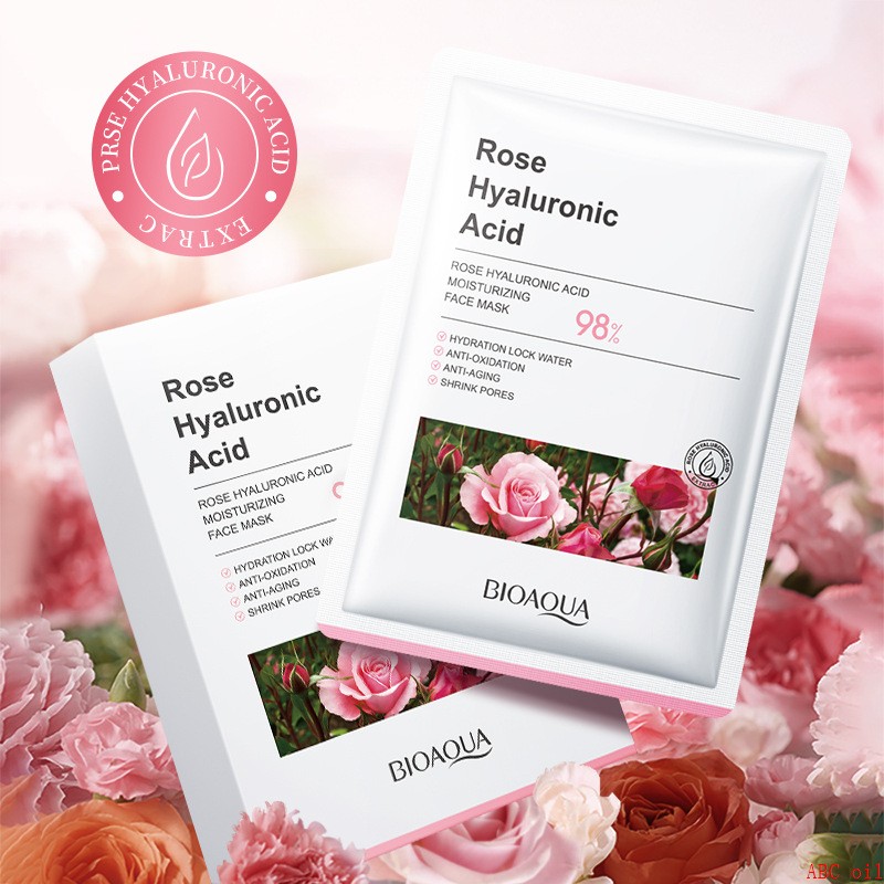 10pcs rose hyaluronic acid facial mask sheet anti aging
