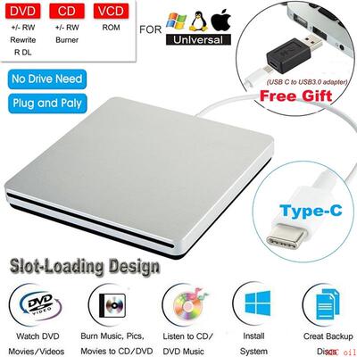 SuperDrive USB Type-C External DVD CD Burner Drive Rewriter