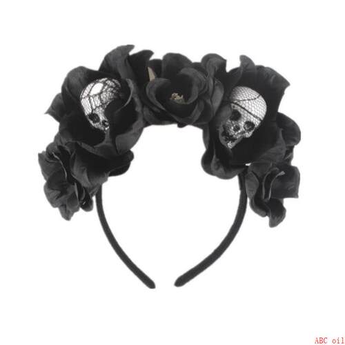 Halloween Horror Skull Lace Headband Artificial Flower wreat