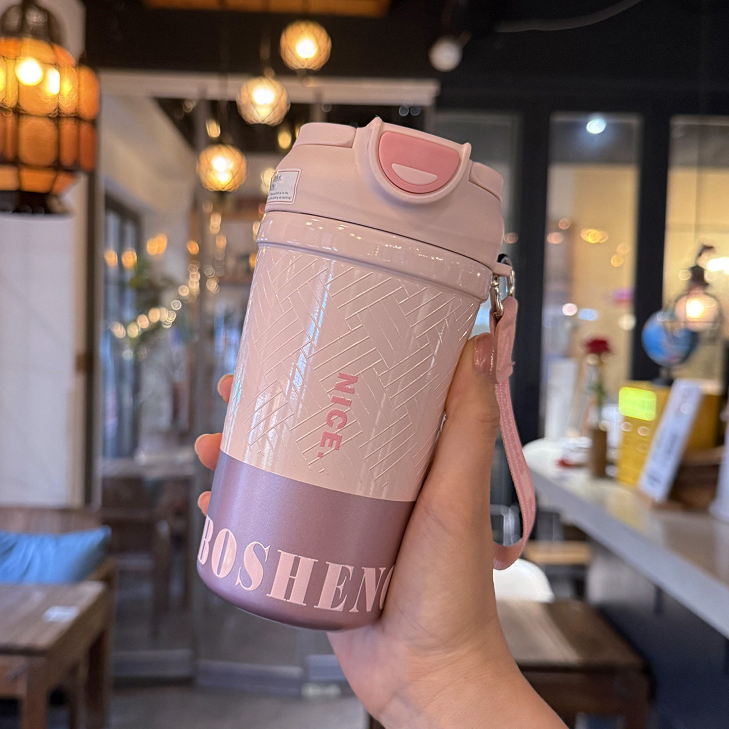 高颜值双饮口吸管杯便携保温杯