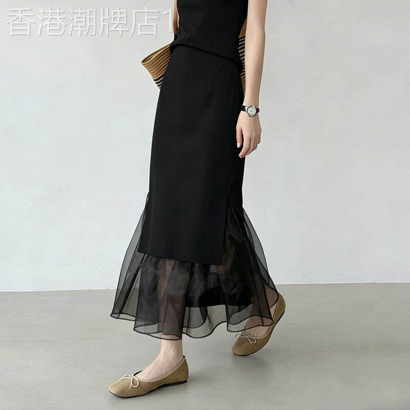 黑色网纱半身裙女2026夏季新款轻熟风优雅时髦修身气质显瘦鱼尾裙
