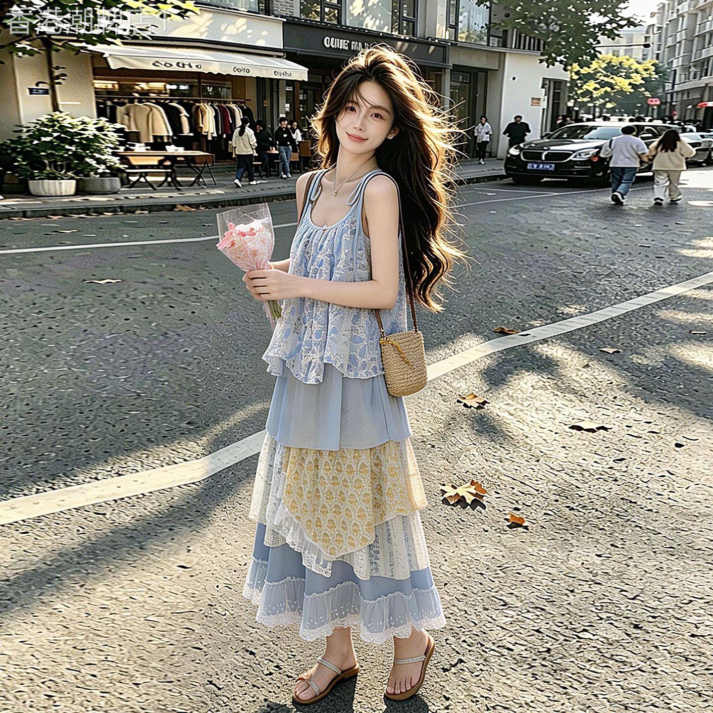 套装裙夏女2026新款度假风吊带上衣蛋糕半身裙气质温柔初恋两件套