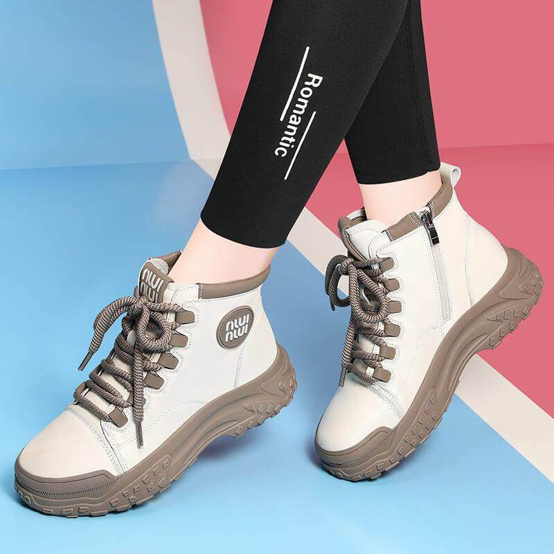 真皮马丁靴女款2025新款秋冬季加绒厚底黑色英伦风短靴软底雪地靴