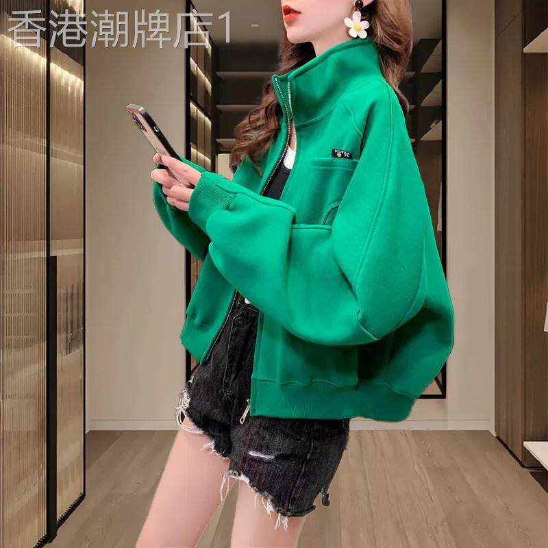 爆款立领卫衣棒球服2026秋冬装新款洋气加绒设计感上衣女士短外套