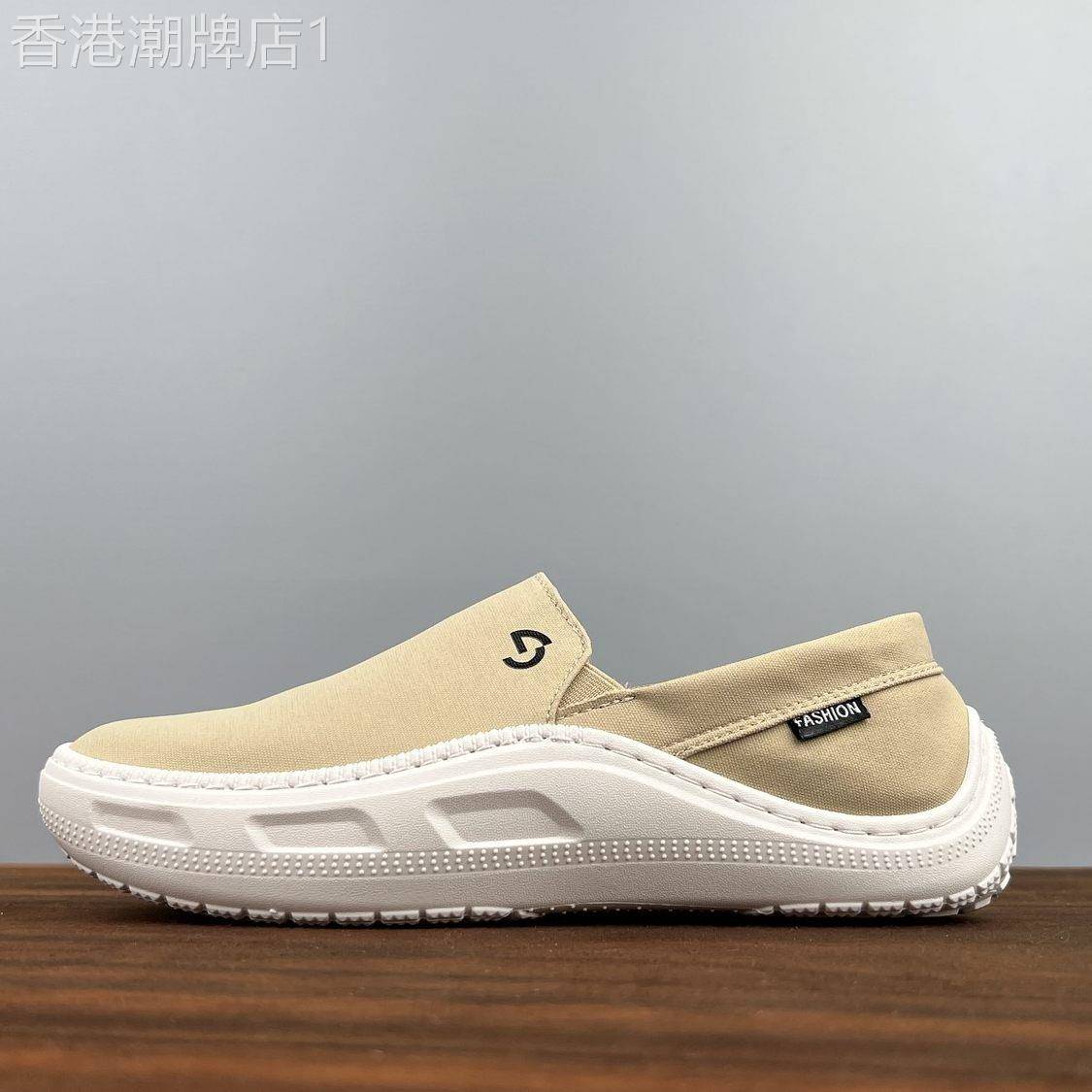 高级感小众时尚透气豆豆帆布鞋男士夏季新款一脚蹬懒人百搭单鞋