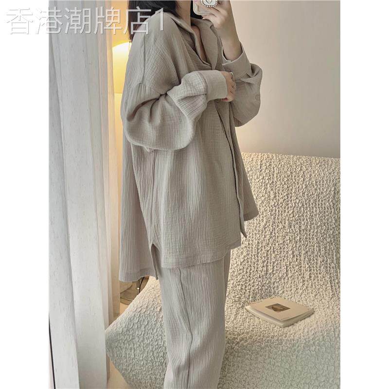 月子服大码日系纯棉麻双层纱布睡衣春秋2025新款孕妇家居服