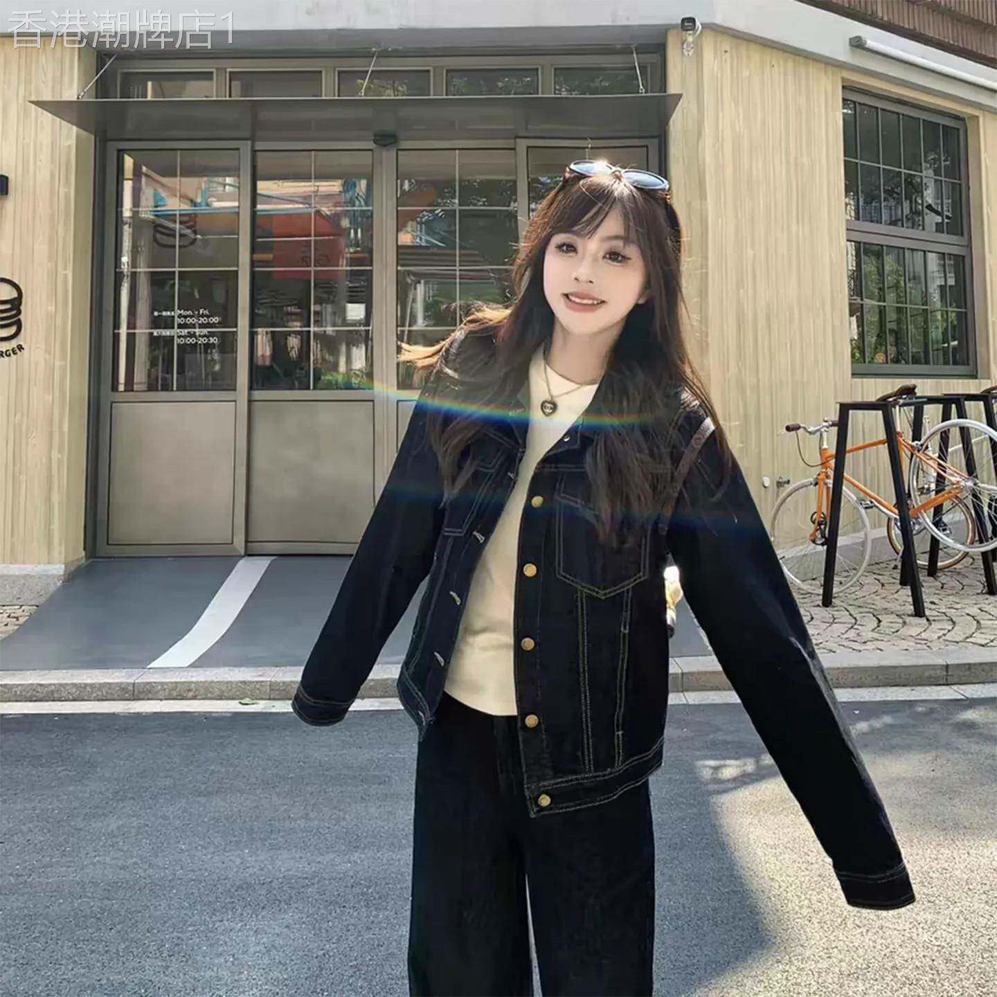 黑色牛仔外套女春秋2026新款高级感宽松慵懒风小个子短款夹克上衣