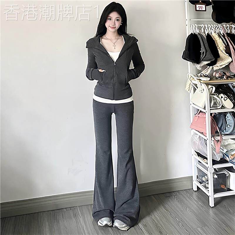 气质休闲运动套装女春季学生韩版时尚显瘦修身连帽卫衣长裤两件套