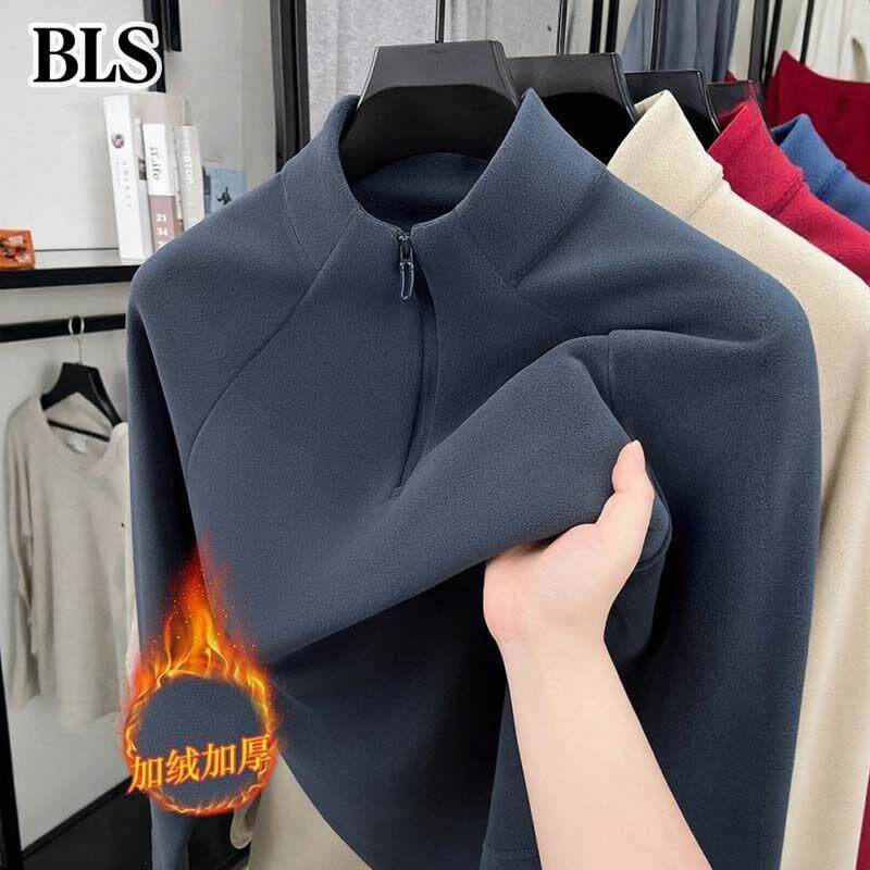 高端双面绒半高领卫衣男款冬季2025新款加绒加厚打底衫男士上衣服