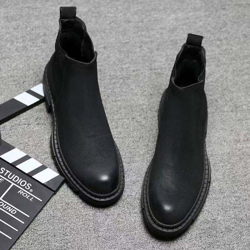 马丁靴男款秋冬季高帮英伦风真皮切尔西靴子休闲百搭加绒保暖男鞋