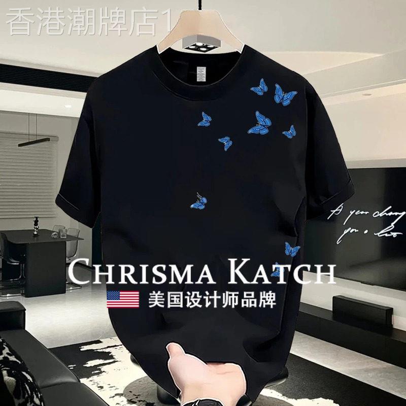 出口美国⭐Chrisma Katch~美式短袖创意蝴蝶印花宽松休闲半袖上衣