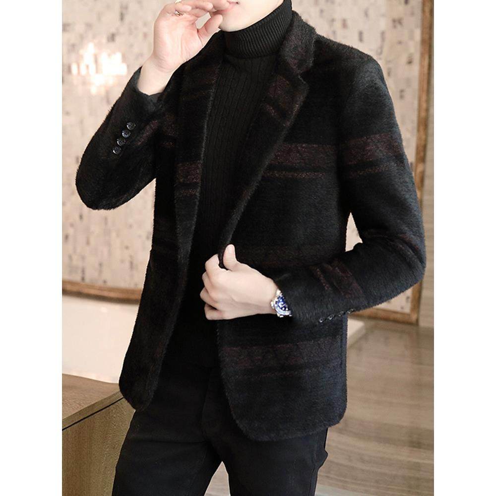 呢子西装男短款2024新款秋冬季帅气休闲西服加棉加厚毛呢男士外套