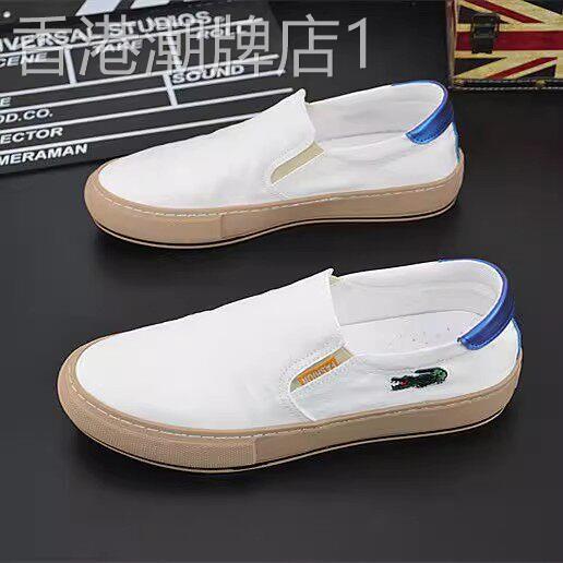 Zongcaileader男鞋2025夏季新款低帮帆布小白鞋透气一脚蹬板鞋