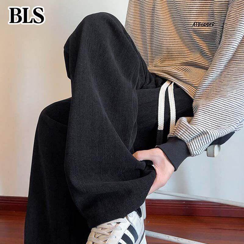 高端黑色直筒卫裤男款秋冬季2025新款垂感宽松阔腿休闲裤男士西裤