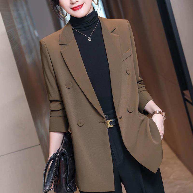 咖色西装外套女2025春秋新款设计感小众气质休闲百搭高级感小西服