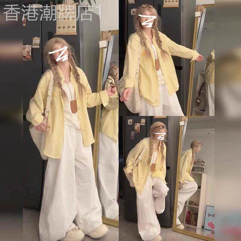 法式黄色条纹衬衫外套女春秋季2026新款春秋休闲开衫长袖衬衣上衣