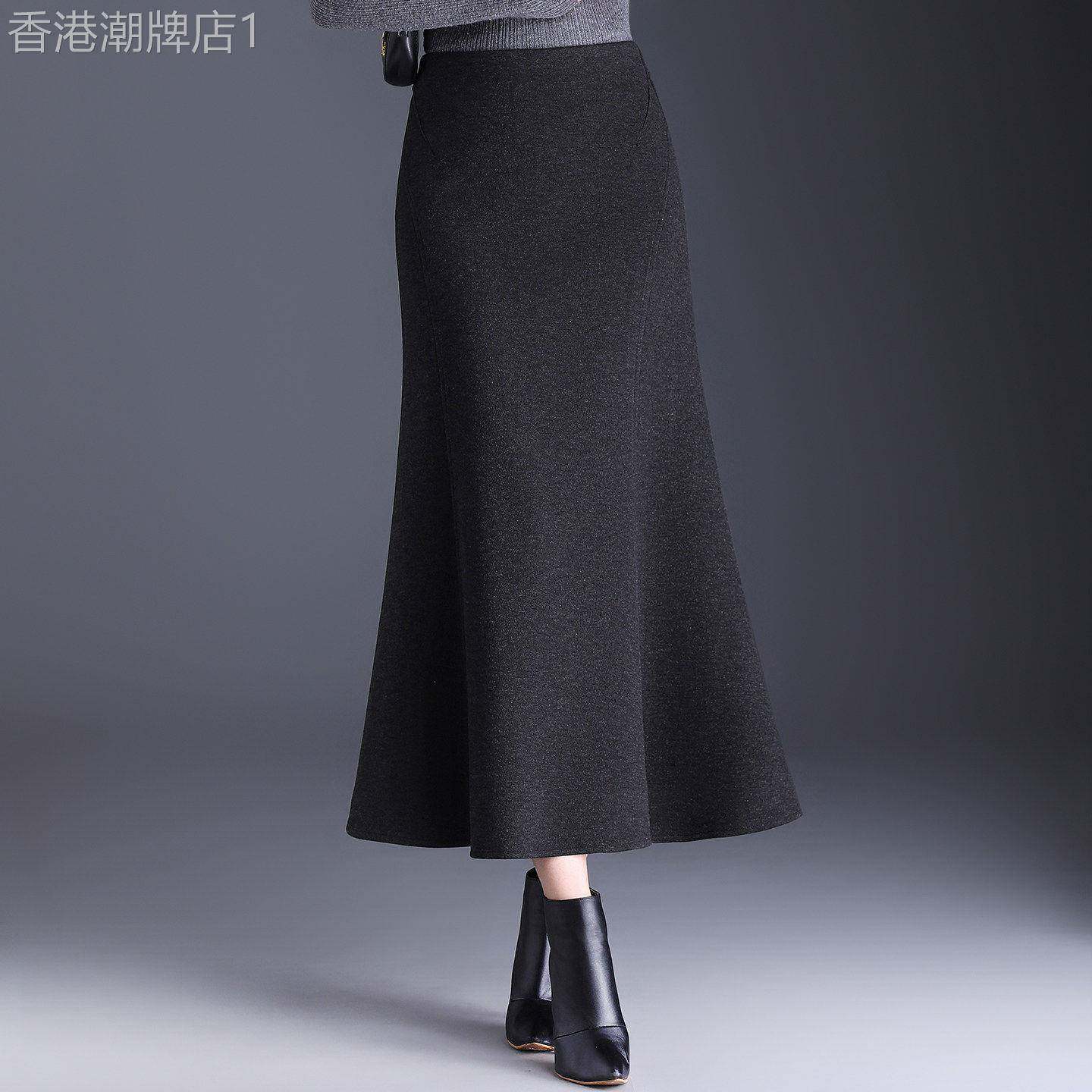 2026秋冬新款高端加厚毛呢半身裙鱼尾裙女裙子高级感气质包臀长裙