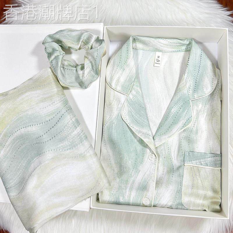 真丝睡衣女春秋季长袖长裤送闺蜜女友生日礼物女生家居服礼盒套装
