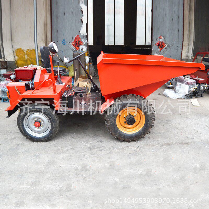 柴油前翻斗式四轮自卸车 建筑工地运土方翻斗车 工程四轮蹦蹦车