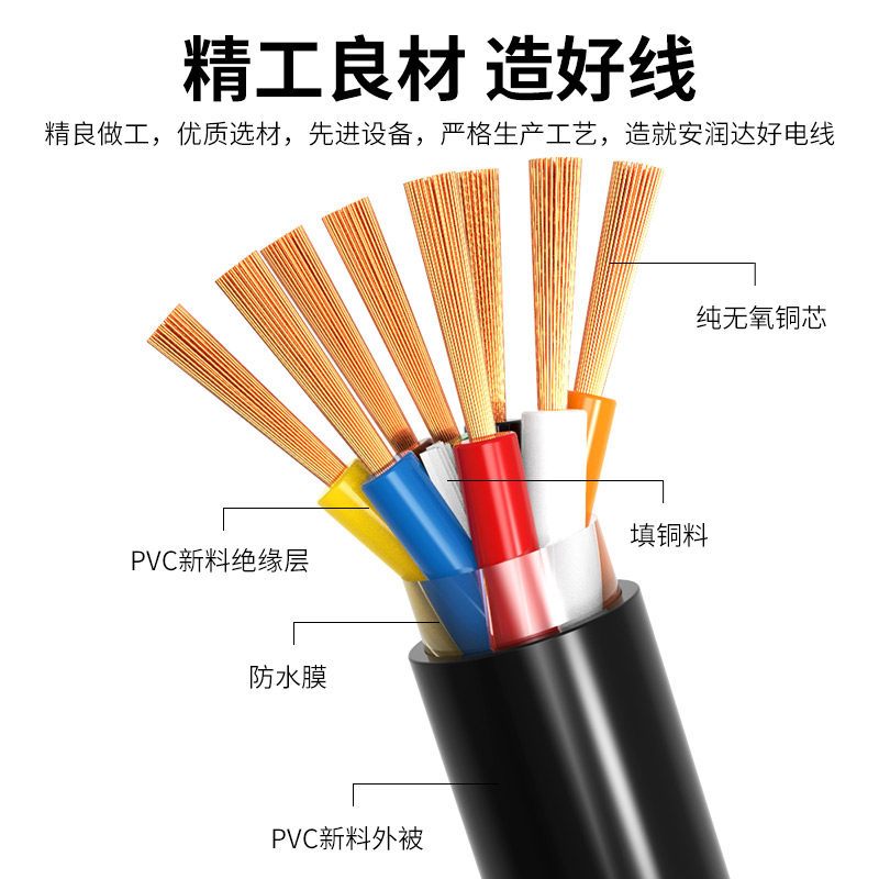 国标多股软护套线rvv电线电缆8芯10芯12芯kvvr控制信号线户外纯