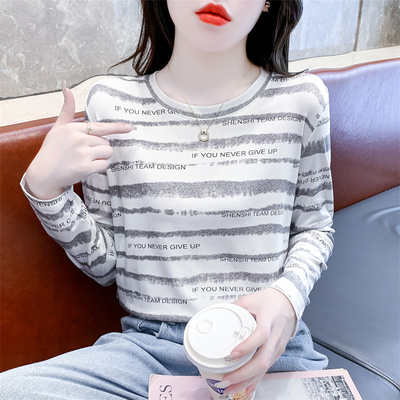 纯棉打底衫女内搭秋冬印花设计感