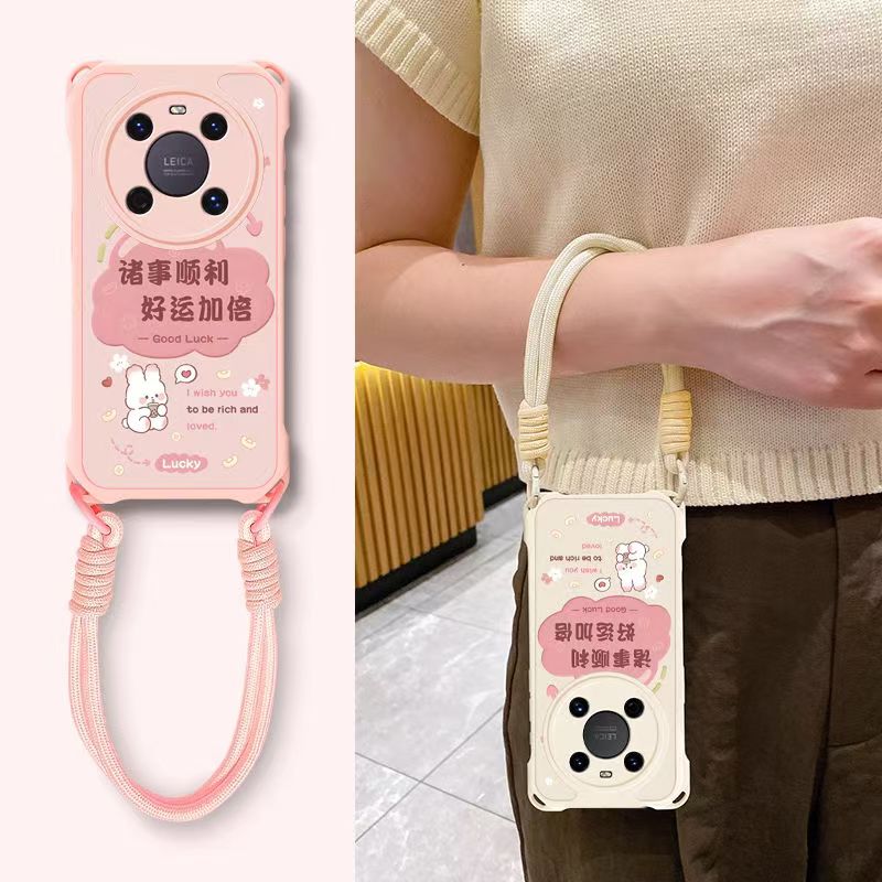 适用华为mate40手机壳挂绳oce-an10软mt40epro保护套5g镜头全包防摔meta40e个性创意maet40pro可爱迈特40女款