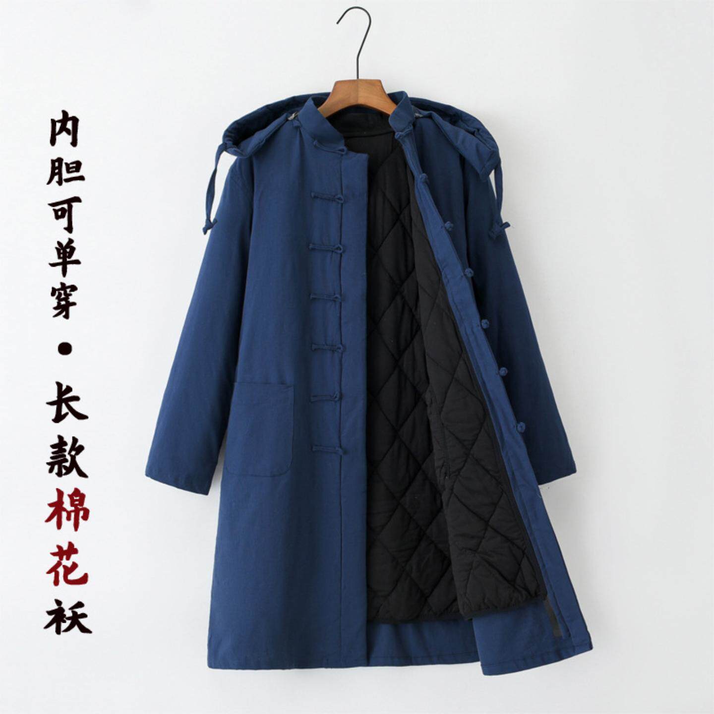 冬季长款棉花棉袄唐装男盘扣棉服