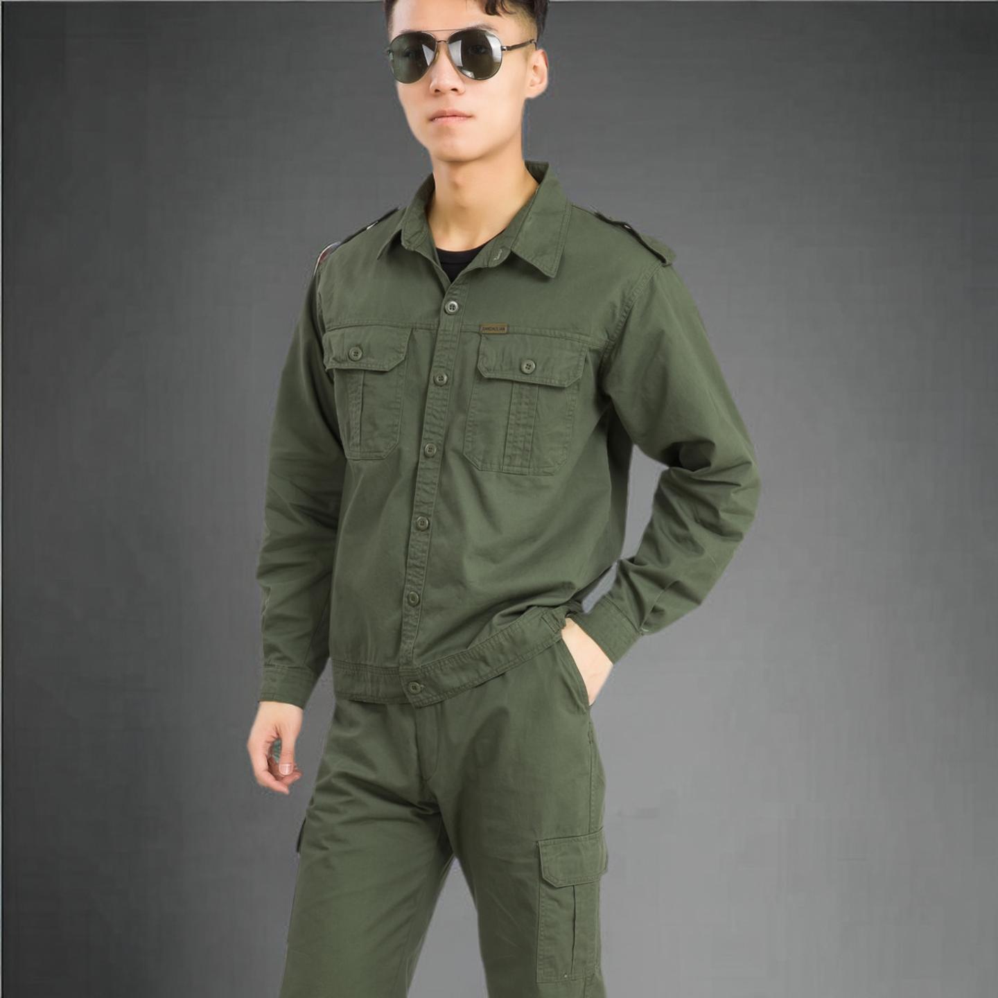 夏季工作服套装纯棉薄款吸汗
