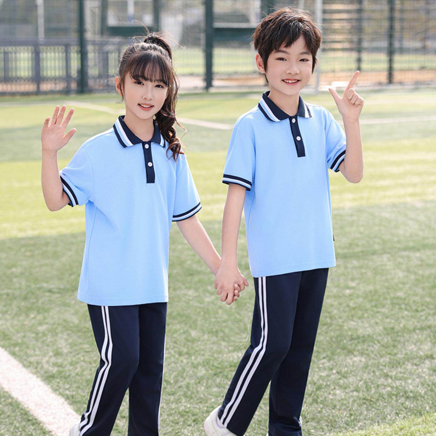 夏季中学生短袖校服套装小学