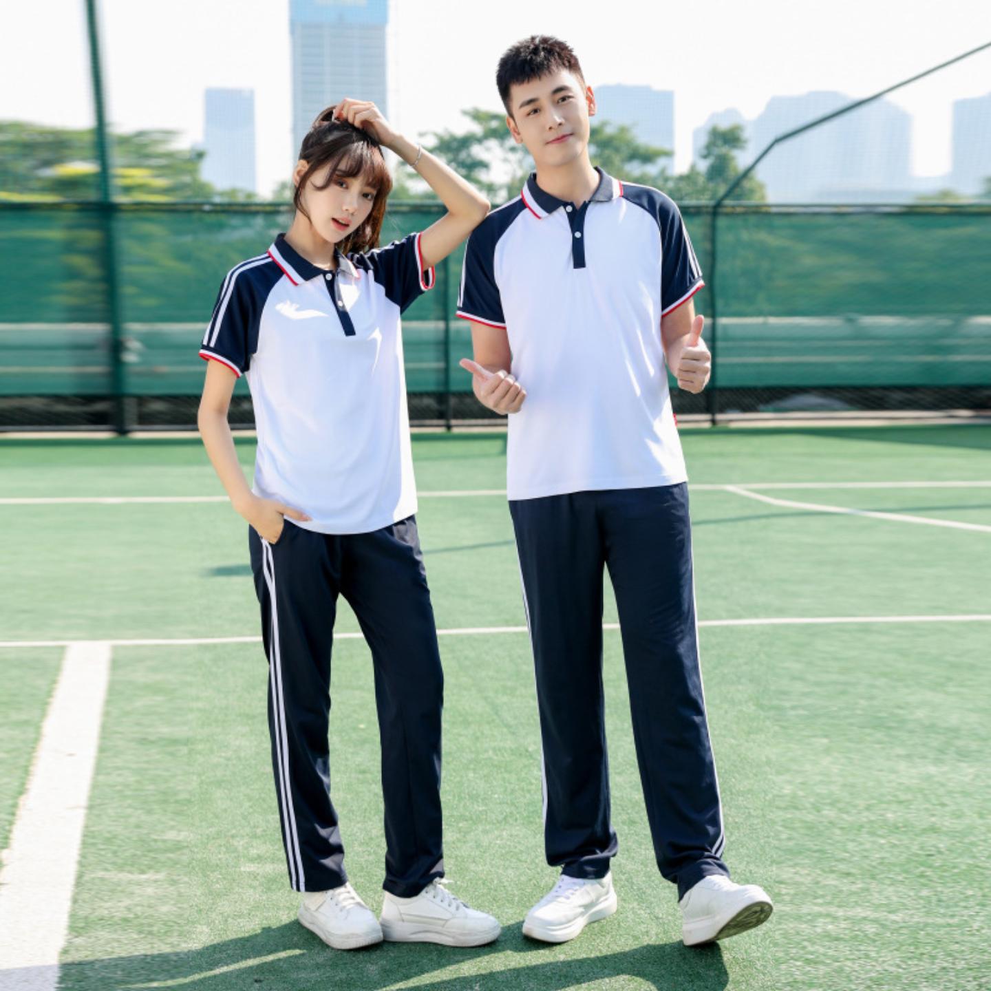 夏季中学生校服运动休闲套装小学