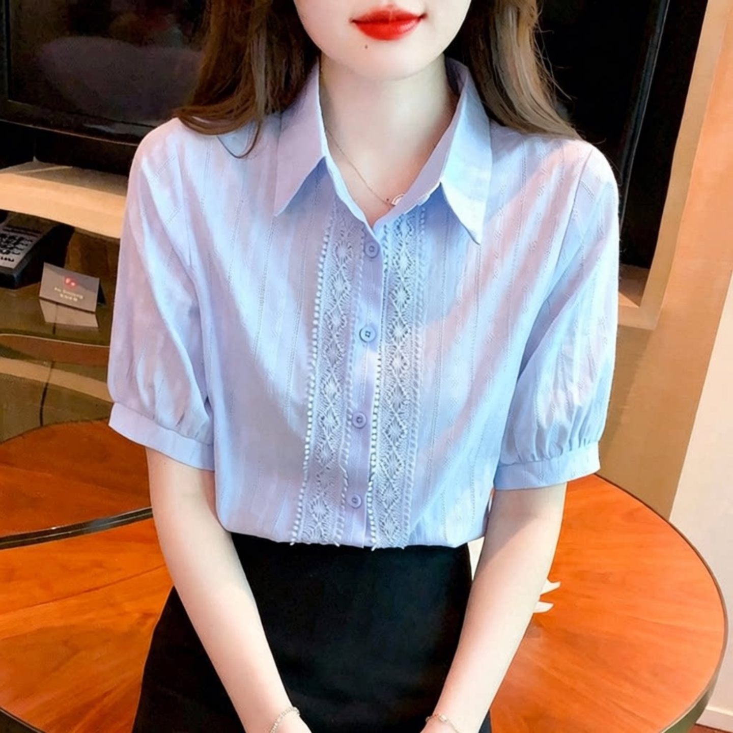 纯棉职业白色衬衫女短袖夏季