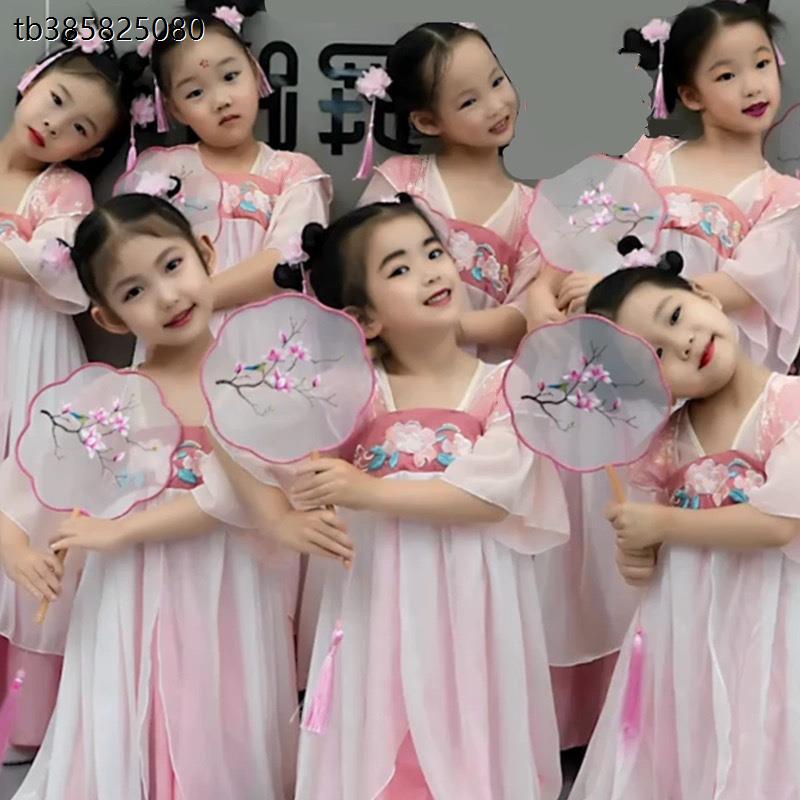 儿童汉服演出服桃花笑小